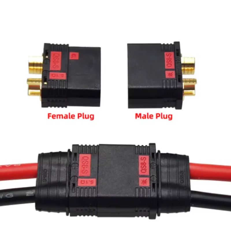Соединительный кабель с косичкой QS8 папа-мама QS8-S силиконовым проводом 8AWG 50 см для