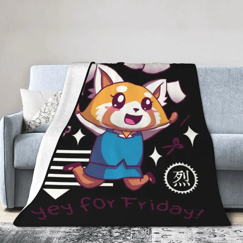 

Aggretsuko Aggressive Retsuko Ultra-Soft Fleece Throw Blanket Warm Flannel Yey For Friday Happy Weeken Blankets Couch Quilt