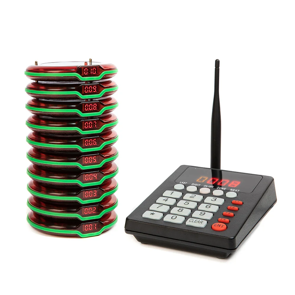 

Беспроводной звуковой пейджер для ресторана, система оповещения о социальном расстоянии, 10 подставок, приемник для клиники, кофейни