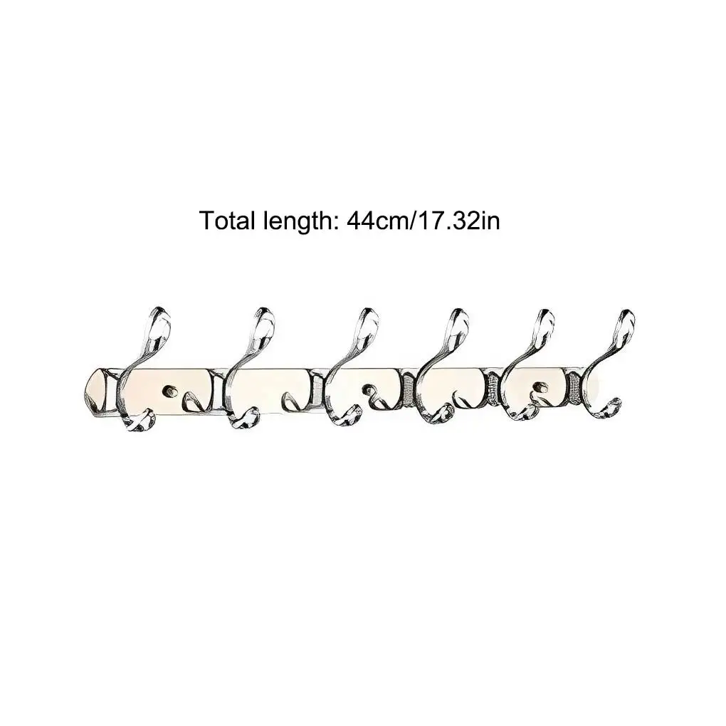 

6 Hooks Stainless Steel Clothes Rack Bathroom Cooking Tool Heavy Duty Holder
