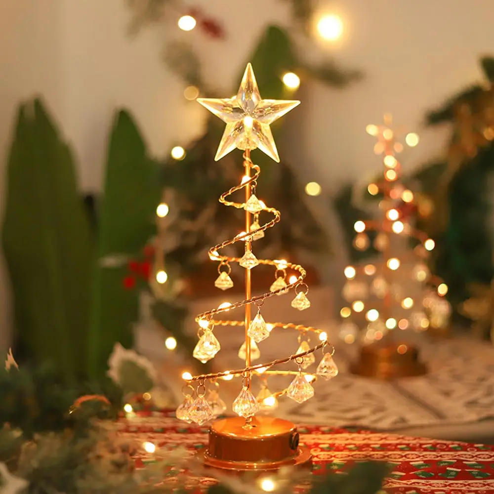 

Led Crystal Christmas Tree Lights Indoor Decoration Fairy Lights Bedroom Night Light String Light Desk Table Lamp New Year Decor