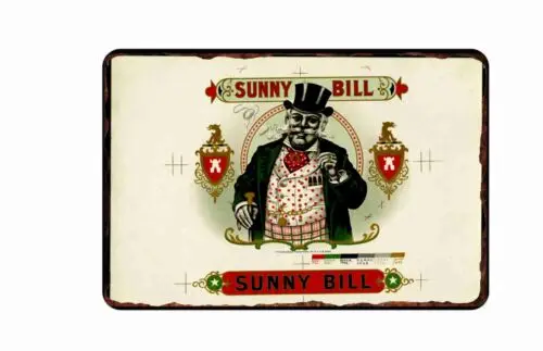 Sunny Bill сигары жестяной знак 8x1 2 винтажные этикетки для сигар 1890-1900 реклама