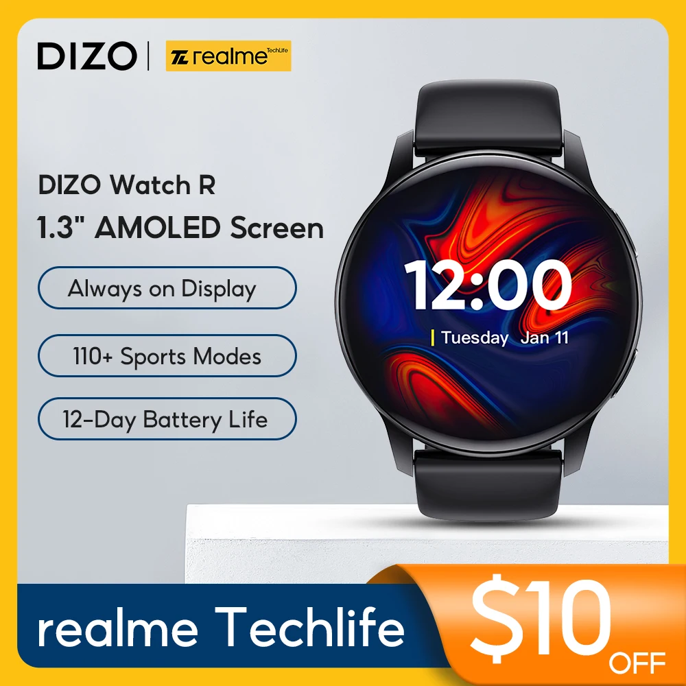 

realme Techlife DIZO Watch R Smart Watch 360*360 AMOLED Display Waterproof Fitness Tracker Sport Smartwatch Women Men