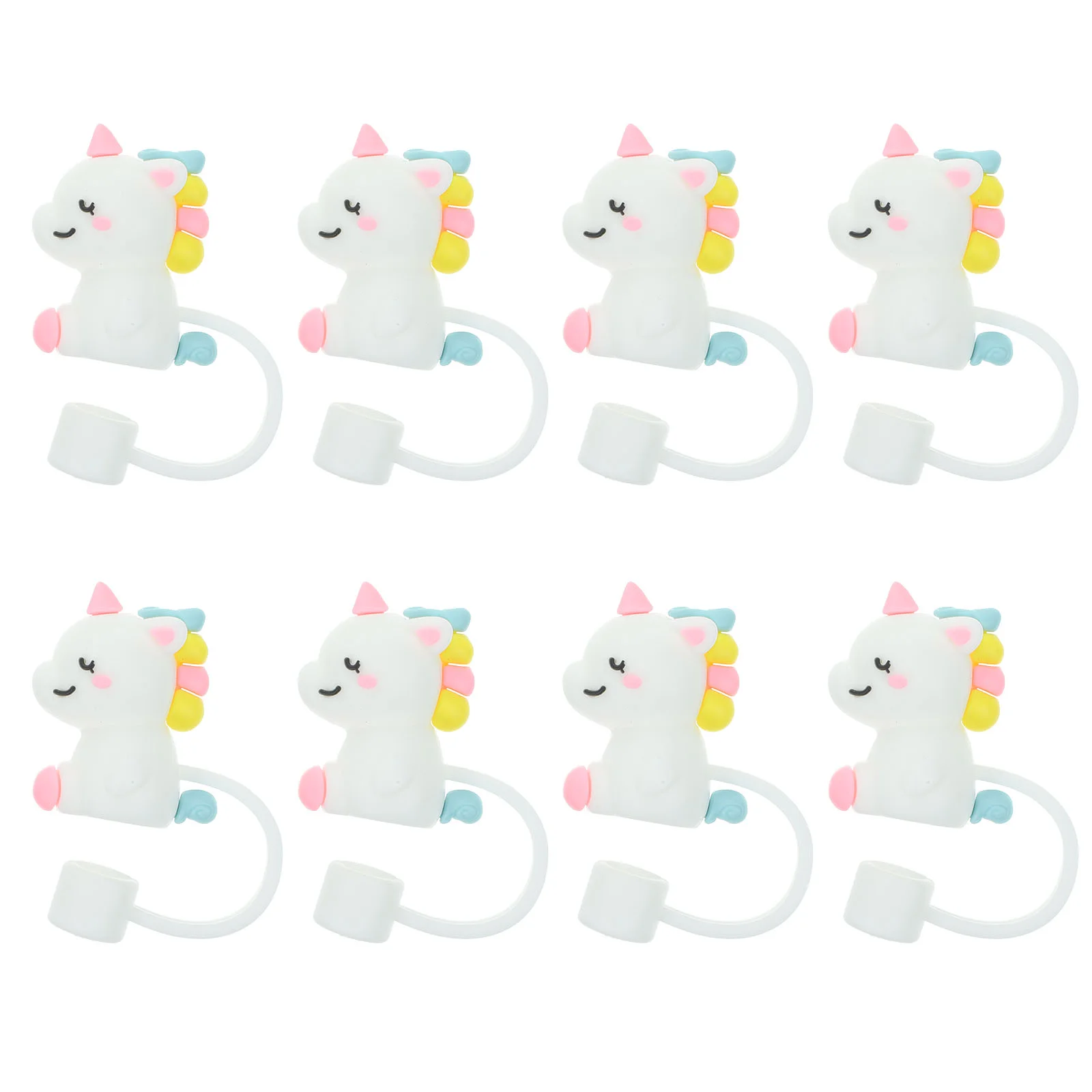 

8 Pcs Unicorn Straw Plugs Silicone Straws Reusable Caps Tips Stopper Covers Dust Silica Gel Lid Cute