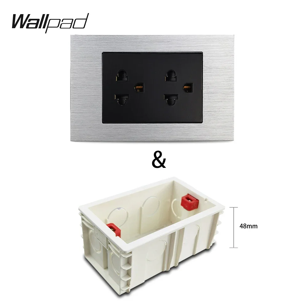 Silver Double US Socket 118*72mm Wallpad L3 Aluminum Frame 2 USA Canada Thailand Universal Wall Electric Power