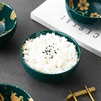japanese style 4 5 inch household underglaze ceramic rice bowl ins dessert salad bowl soup bowl commercial tableware