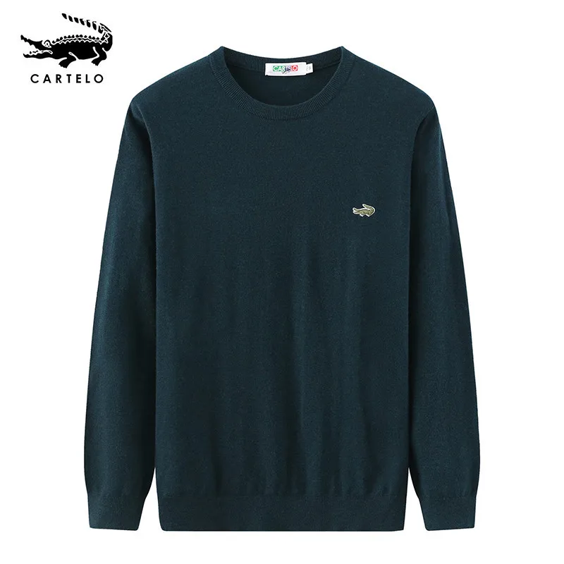 Cardinal Men's Pullover Cotton Fashion Trend Embroidery Solid Color Undercoat Casual Versatile Pullover Crew Neck Sweater