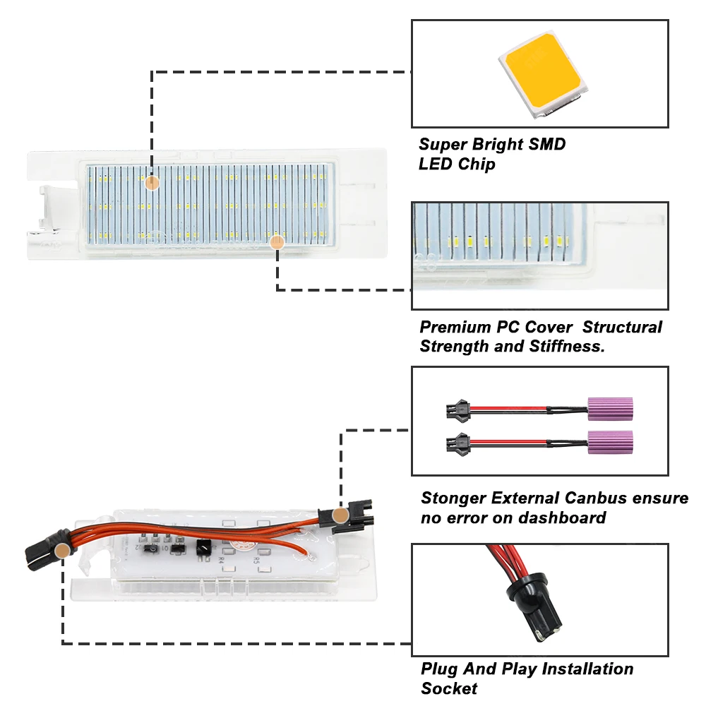 2 шт. автомобильные светодиодные фонари номерного знака для Opel Adam Corsa C D E Astra H J K