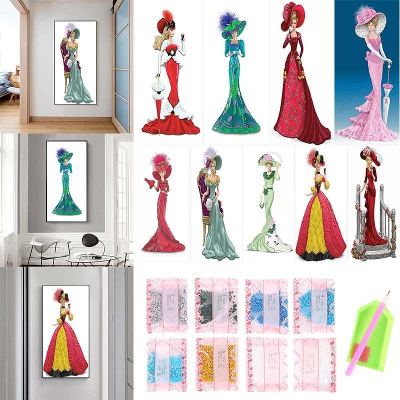 

5D алмазная живопись «сделай сам», полностью Круглая Мозаика в виде платья, женская мозаика, искусство, картина, вышивка стразы, домашний дек...