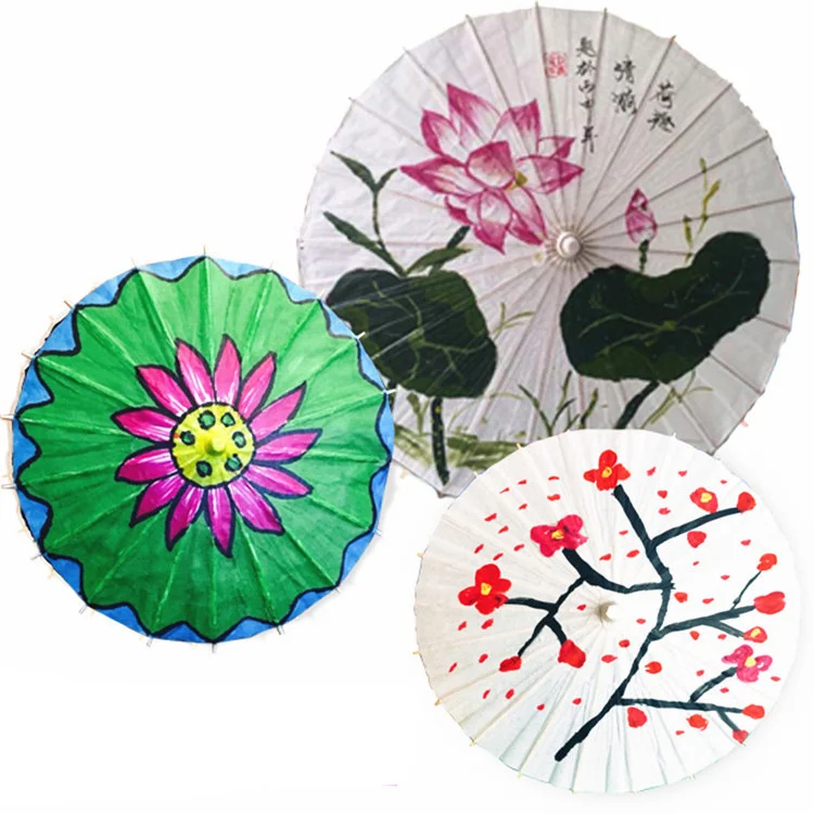 

Large, medium and small children DIY blank oil paper umbrella craft umbrella white kindergarten art painting umbrella hand drawn