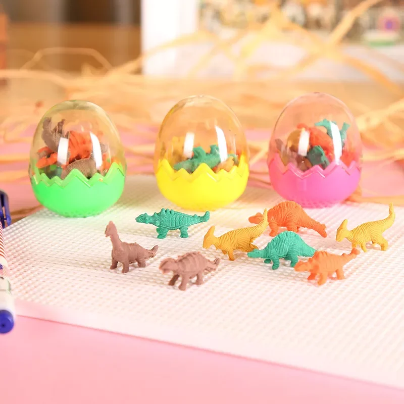 

7 pcs/lot Mini Cute Dinosaur Egg Eraser Kawaii TPR Rubber Eraser For Kids Girls Gift Cartoon Correction Supplies Stationery
