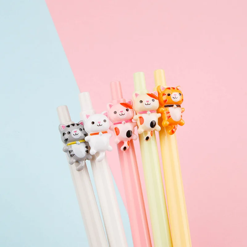 

40pcs Cute Kawaii Cat Ballpoint Pens for Writing Kawaii Office Accessories No Logo Ball Point Pens for School Supplies Japanese