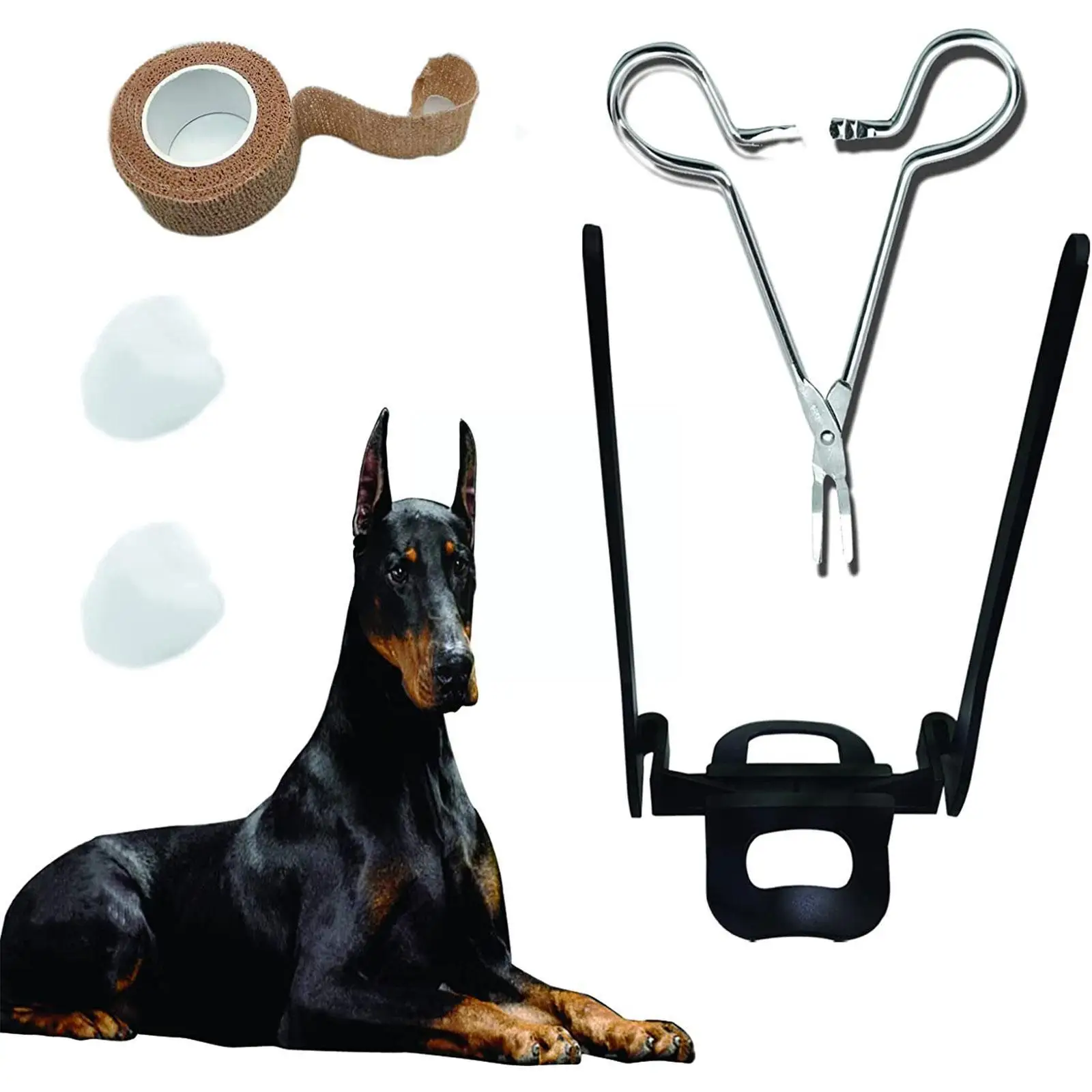 Dandelion Dog Ear Posting Kit With Forceps Locking Tweezers Clamp-Ear Stand Up Support-Tape-Cotton For Doberman Pinscher Do S8E0
