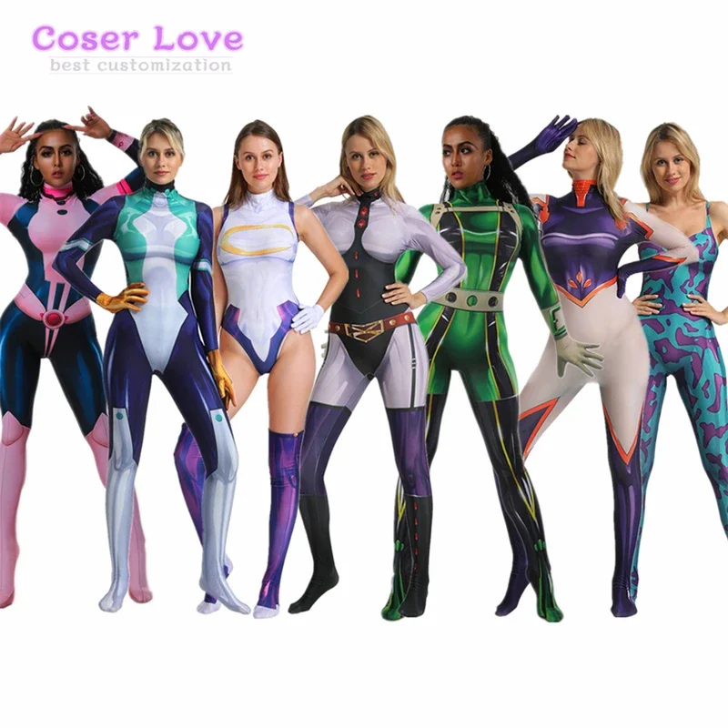 Академия Miruko Uraraka Ochako Asui Tsuyu Nejire Ashido Косплей Костюм Хэллоуин спандекс Zentai боди