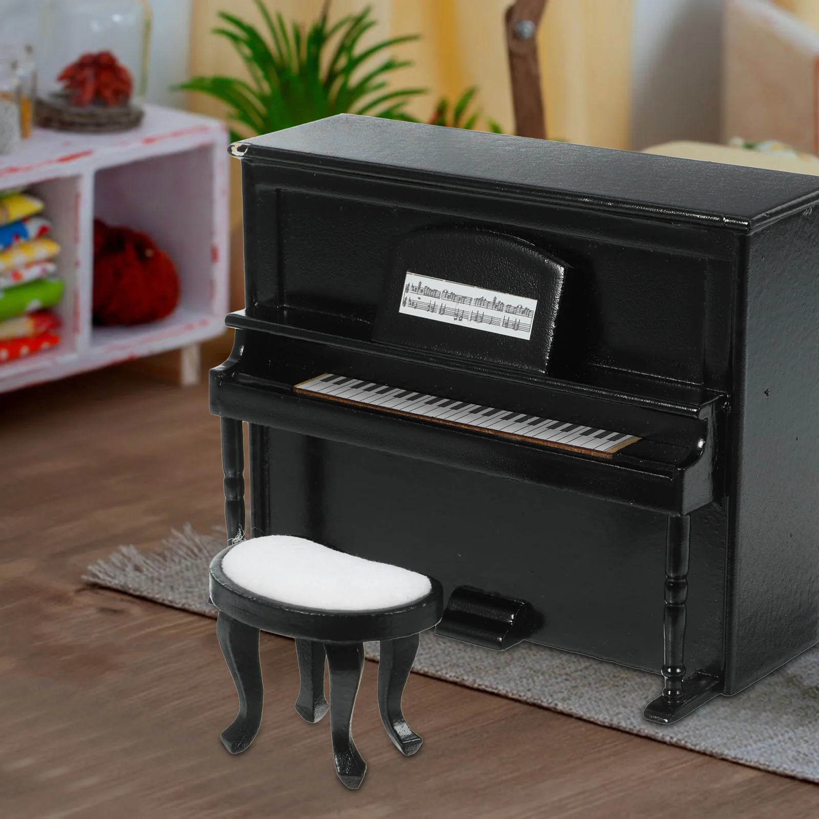Кукольный домик мини-модель мебели вертикальное пианино и скамейка набор