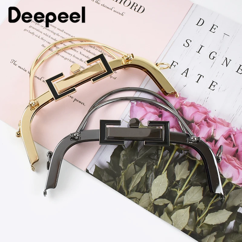 Deepeel 1/2pcs 10*20.5cm Metal Purse Kiss Clasp Bag Lock Frame Buckle Wallet Handle Women DIY Sewing Coin  Hardware Accessory