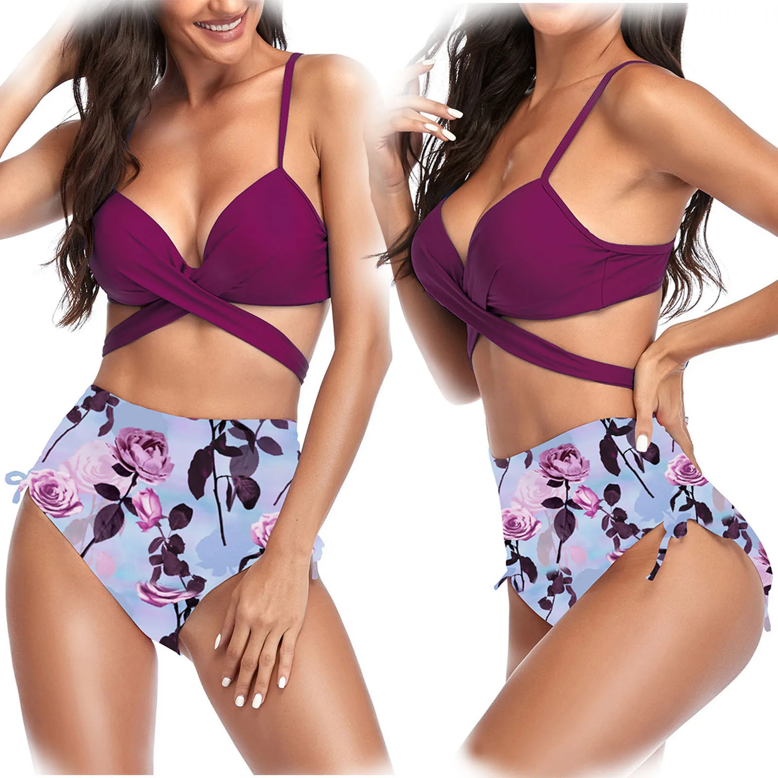 

High Waist Gathered Large 2021 Suit Strap Beach Bikini Swimsuit Suit Cross Swimwears Tankinis Swimwears tankinis sexy swimsuit