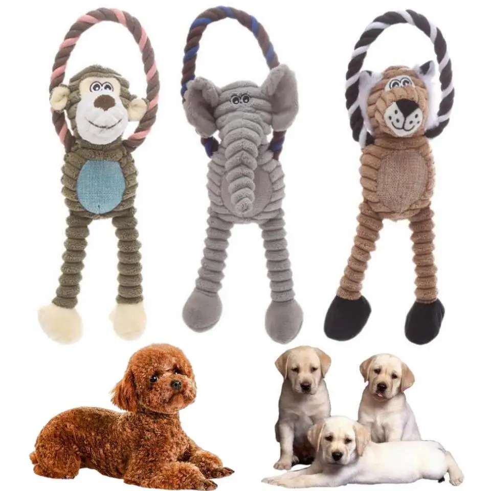 

Funny Pet Dog Toy Animal Corduroy Chew Toy For Dogs Puppy Squeaker Squeaky Plush Bone Molar Dog Toy Pet Training Dog Accessories