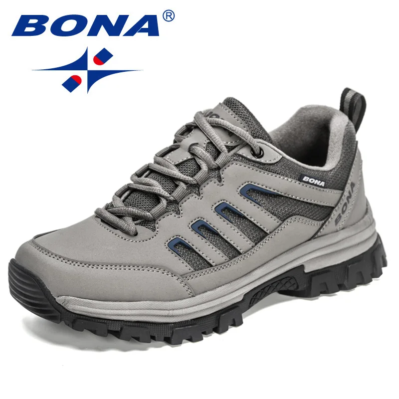 BONA 2022 New Designers Hiking Shoes Mesh Fabric Climbing Shoes Men Outdoor Trekking Sneakers For Man Rubber Sole Walking Shoes