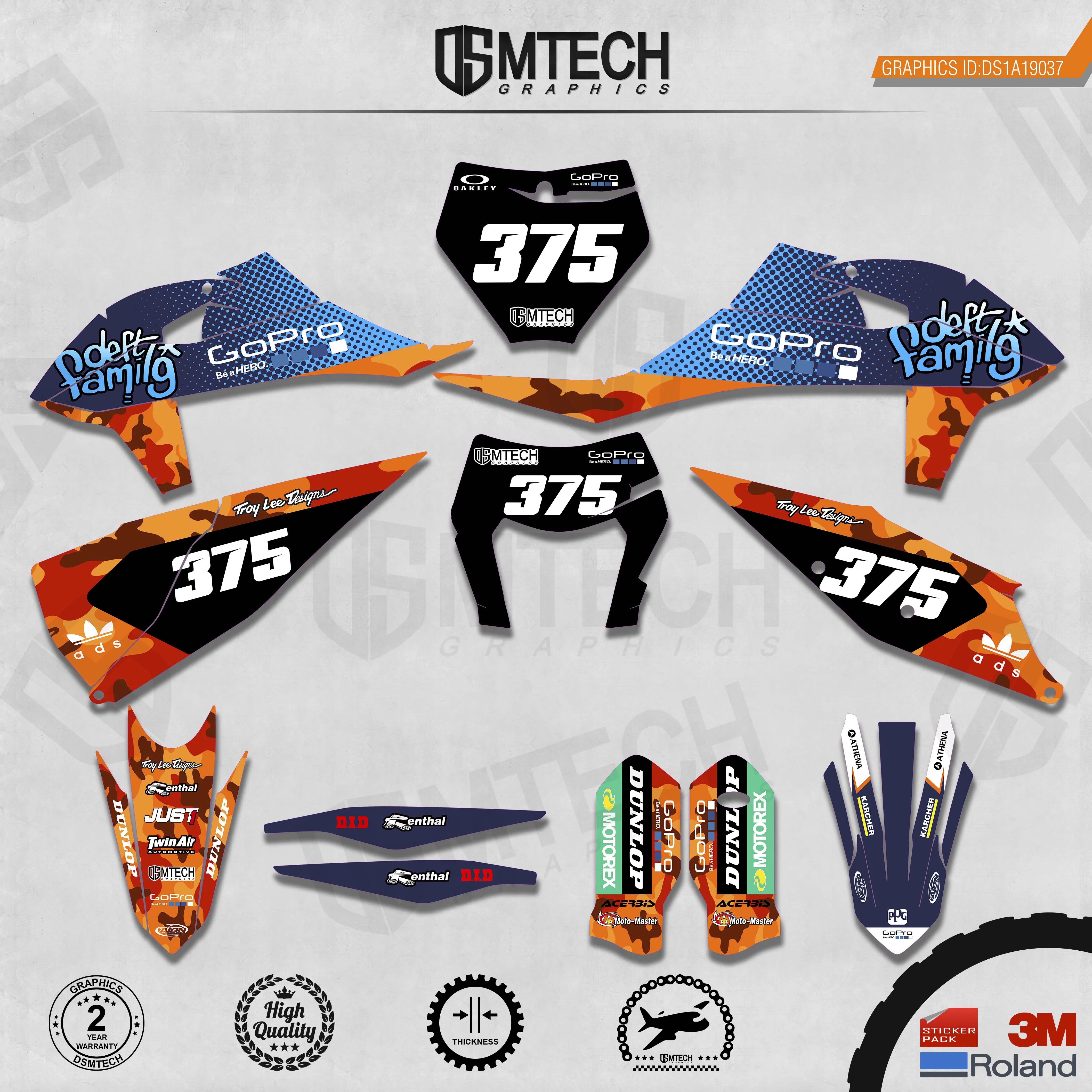 DSMTECH Customized Team Graphics Backgrounds Decals 3M Custom Stickers For 2019-2020 SXF 2020-2021EXC 037