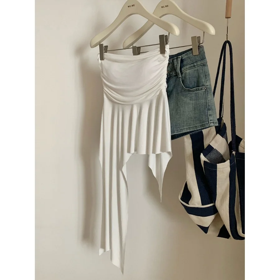 Женский облегающий топ-труба Gyaru Pure Desire нестандартный плиссированный топ в