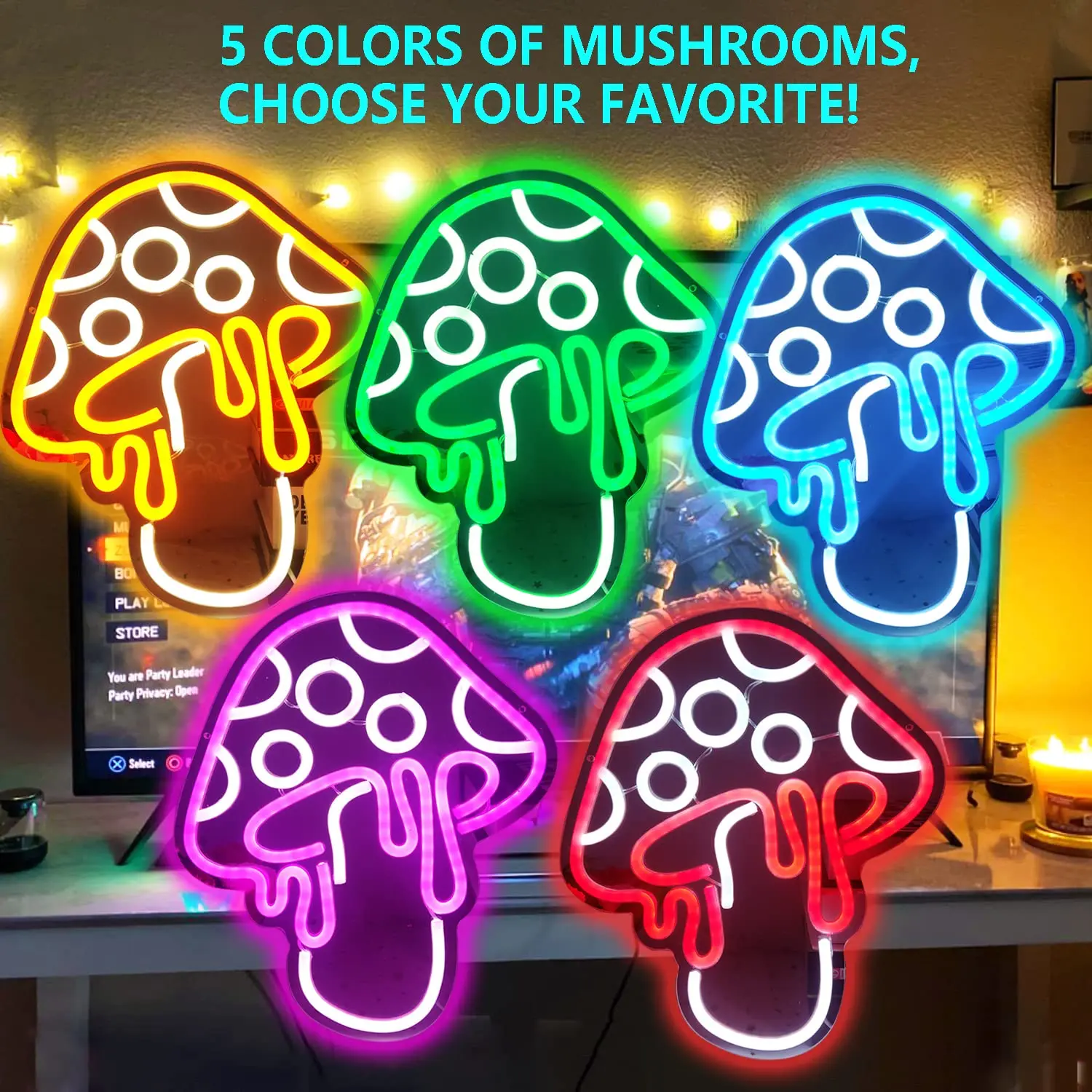 

Neon dimmable led light cute mushroom night light, wall playroom bedroom decorated holiday gift for kids kids girl