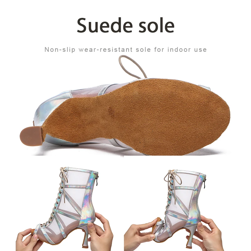 DKZSYIM Women's Party Boots Women Sexy stilettos High Heels Dance Shoes Black Gilrs Soft Sole Salsa Dancing Shoes Ballroom 2022