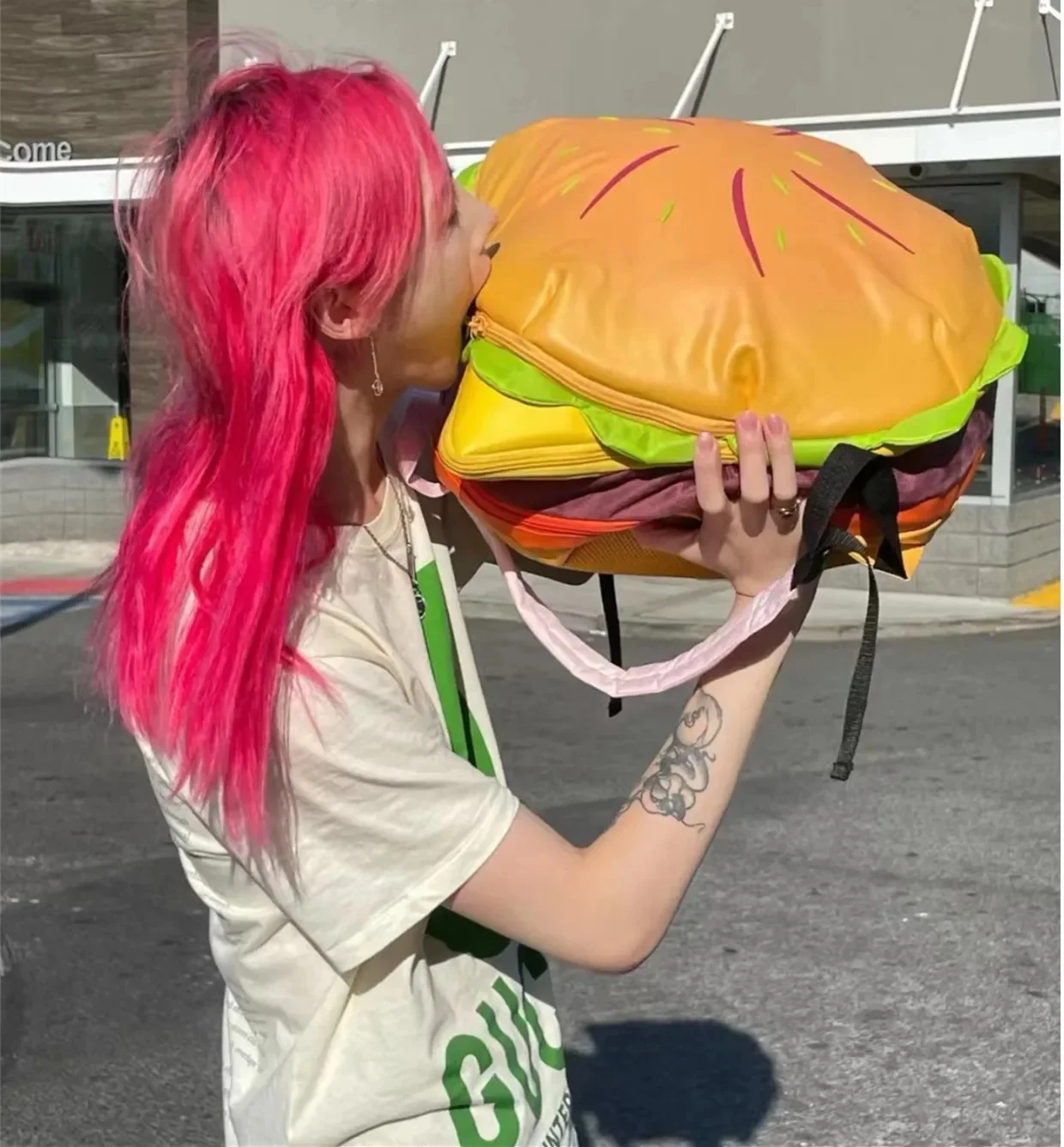 

Забавный мультяшный рюкзак с гамбургерами и сыром, сумка из искусственной кожи, милая школьная сумка для книг, Повседневная дорожная вместительная сумка