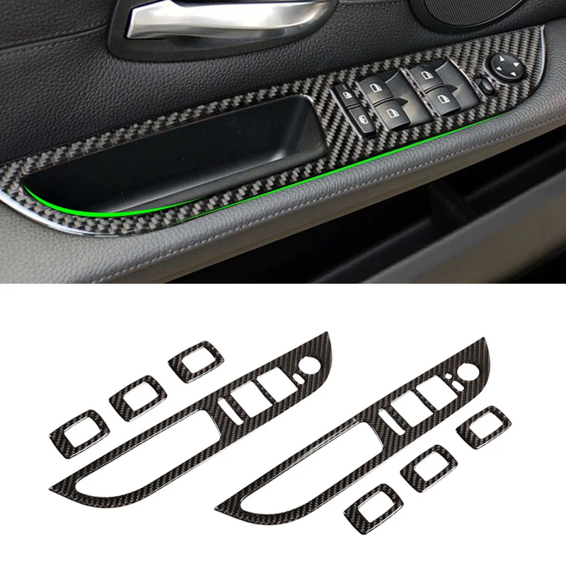 

For BMW 5 Series E60 E61 04-10 Carbon Fiber Car Interior Window Lifter Control Panel Window Switch Button Frame Cover Trim