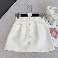 2022 summer apricot skirts womens new korean style high waist trendy cross waisted slim fit single breasted all match jupe