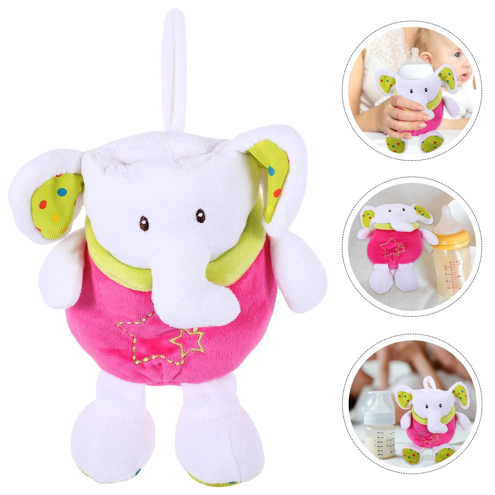 

Stuffed Animal Bottle Warmer Portable Baby Sleeve Milk Holder Insulated Elephant Cover Feeding Plush