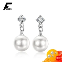 trendy women earrings 925 silver jewelry with pearl zircon gemstone drop earrings accessories for wedding engagement party gift