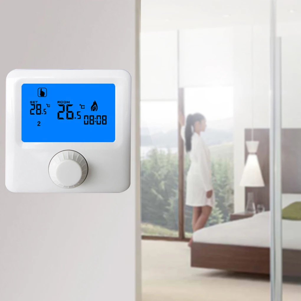 

Weekly Programmable Room Heating Thermostat Digital Temperature Controller LCD Display Wall-hung Gas Boiler Thermostat