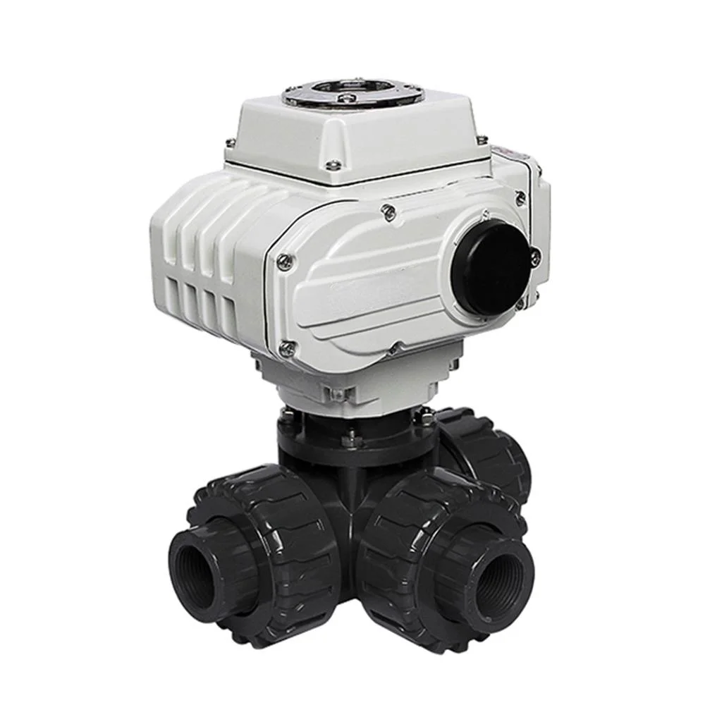 

Горячая Распродажа Ac220v Dn25 1-дюймовый 3-сторонний пластиковый ПВХ моторный управляемый Электрический шаровой клапан, пластиковые шаровые кл...