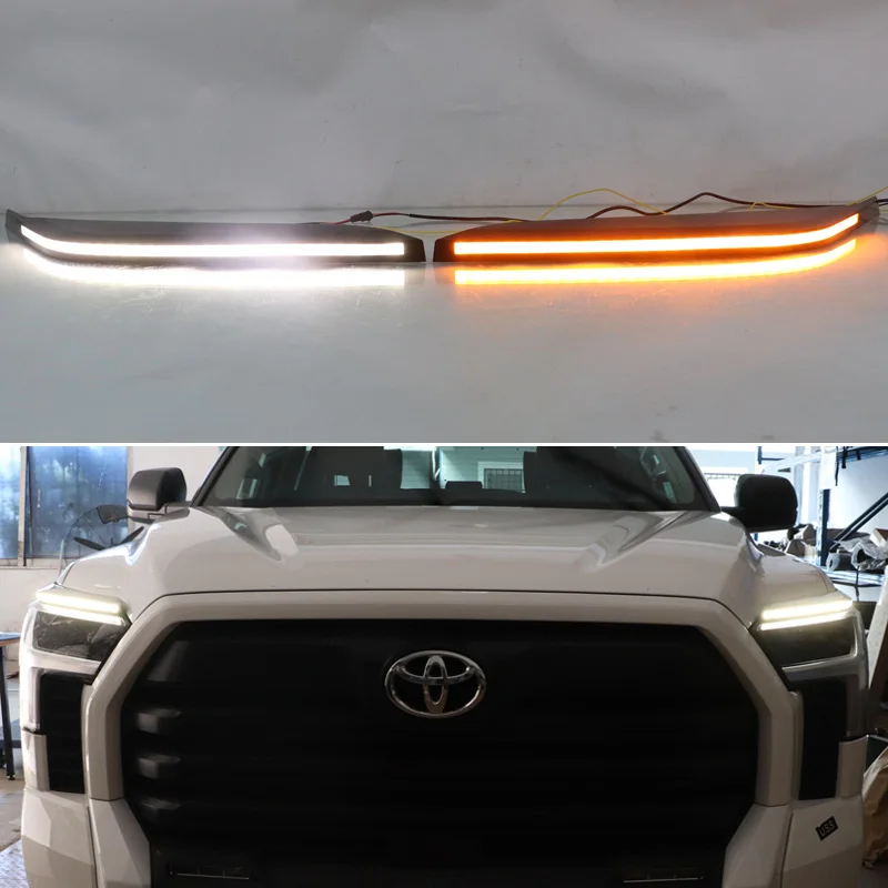 

Дневные ходовые огни для Toyota Tundra Sequoia 2022 2023, украшение автомобильных противотуманных фар, функция 2 в 1, дневные ходовые огни и сигнал поворота