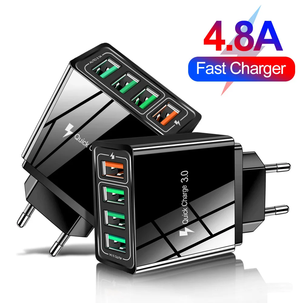 

45W USB Charger Quick Charge QC 3.0 Fast Charge For iPhone 12 13 Pro Max Xiaomi Samsung Wall Mobile Phone Charger EU/US/UK Plug
