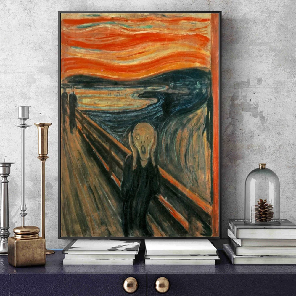 

Edvard Munch "Scream" Art Poster and Prints Wall Hanging Picture Modern Abstract Canvas Painting For Bedroom Living Room Office