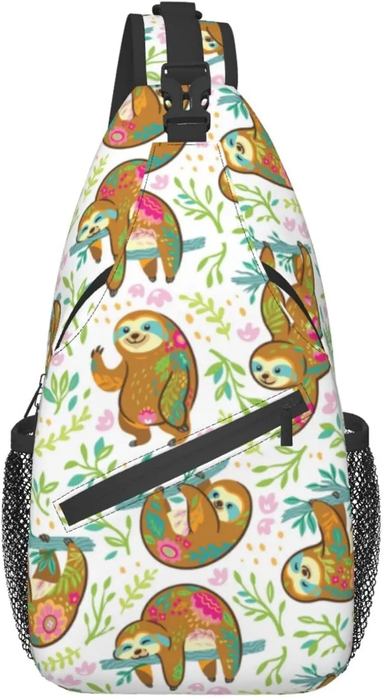 

Cute Sloth Unisex Chest Bags Crossbody Sling Backpack Travel Hiking Daypack Crossbody Shoulder Bag For Women Men
