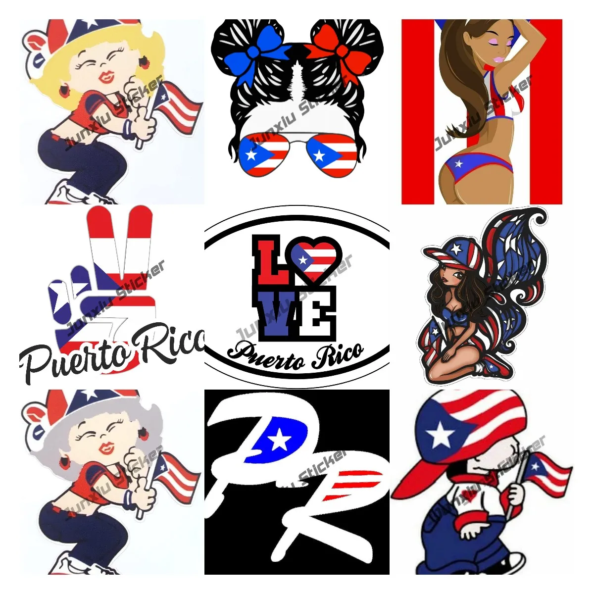 

Пуэрто-Рико наклейка флаг наклейка Пуэрто-риканская девушка седые волосы автомобильные наклейки s Аксессуары Пуэрто-Рико страна код PR Накл...