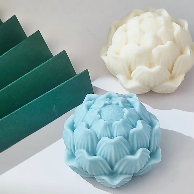 

3D Lotus Silicone Candle Mold DIY Flower Aromatic Soap Making Plaster Chocolate Cake Baking Mold Home Decoration Crafts