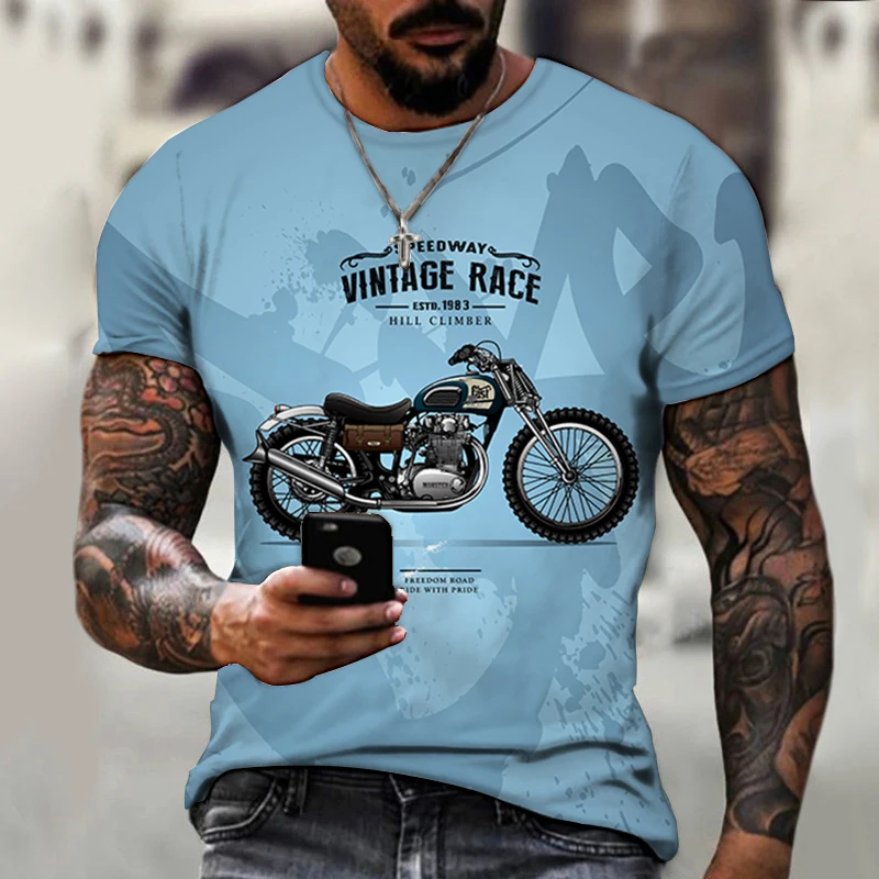 

Футболка мужская с 3D-принтом мотоцикла, модная популярная рубашка в стиле Харадзюку, топ в стиле хип-хоп, свободная Роскошная крутая Повседневная футболка оверсайз