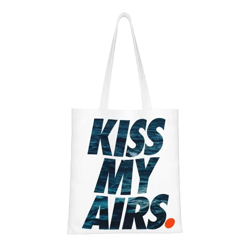 

KISS MY AIRS Groceries Shopping Tote Bag Women Fashion Canvas Shopper Shoulder Bag Big Capacity Handbag