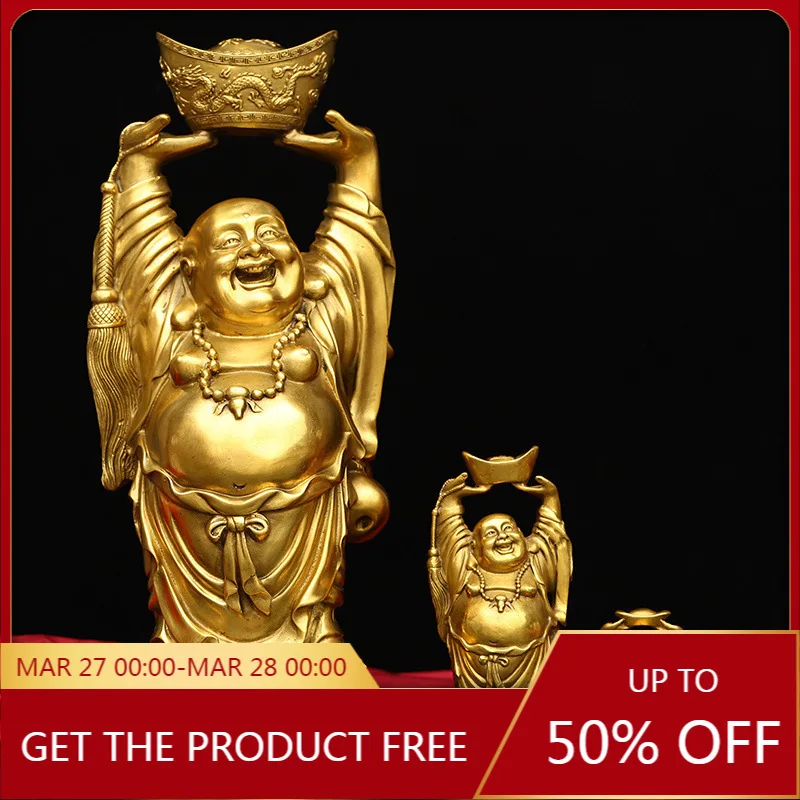 

Wholesale Brass Maitreya Buddha Holding Ingot Buddha Maitreya Buddha Smiling Buddha Decoration Bracket Ingot Buddha Home Crafts