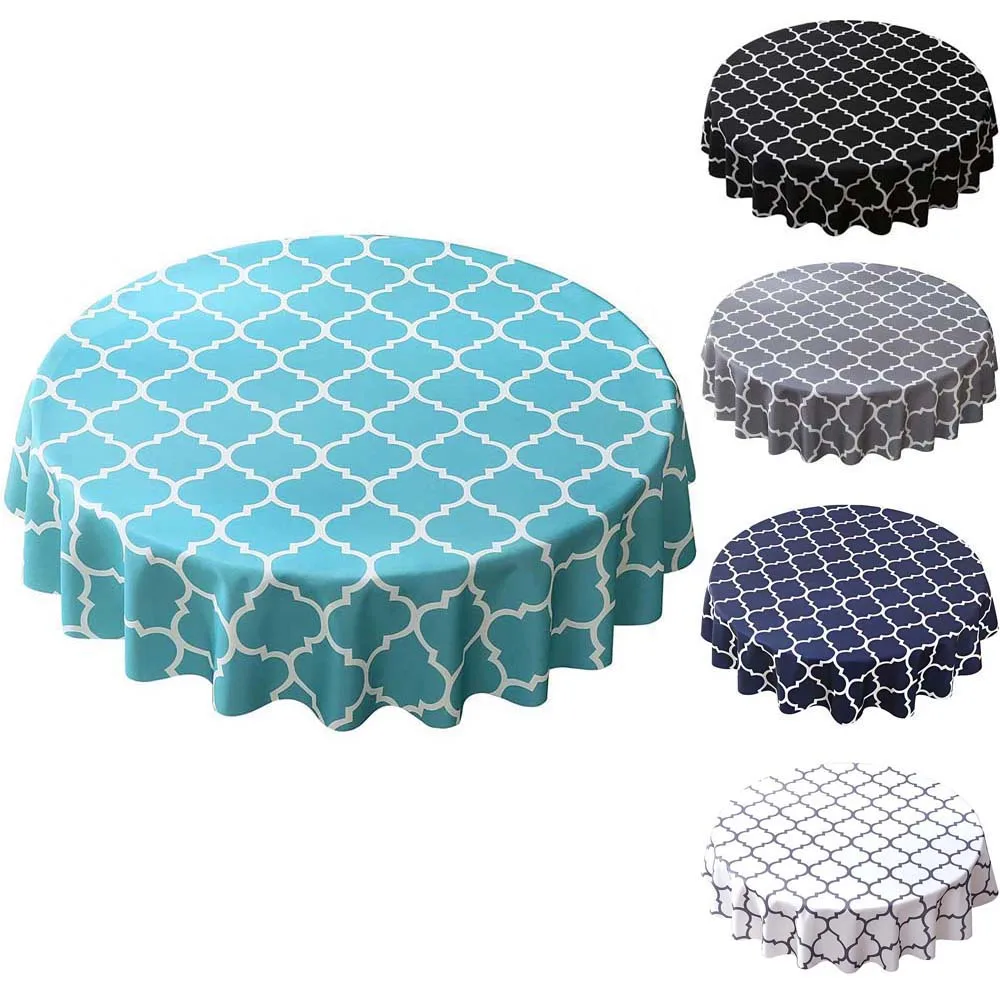 

Tablecloth Decoration Cover Table Home Supply Dacron Waterproof Checkered Solid Coat Color Printed Rectangle Round Tablecloth