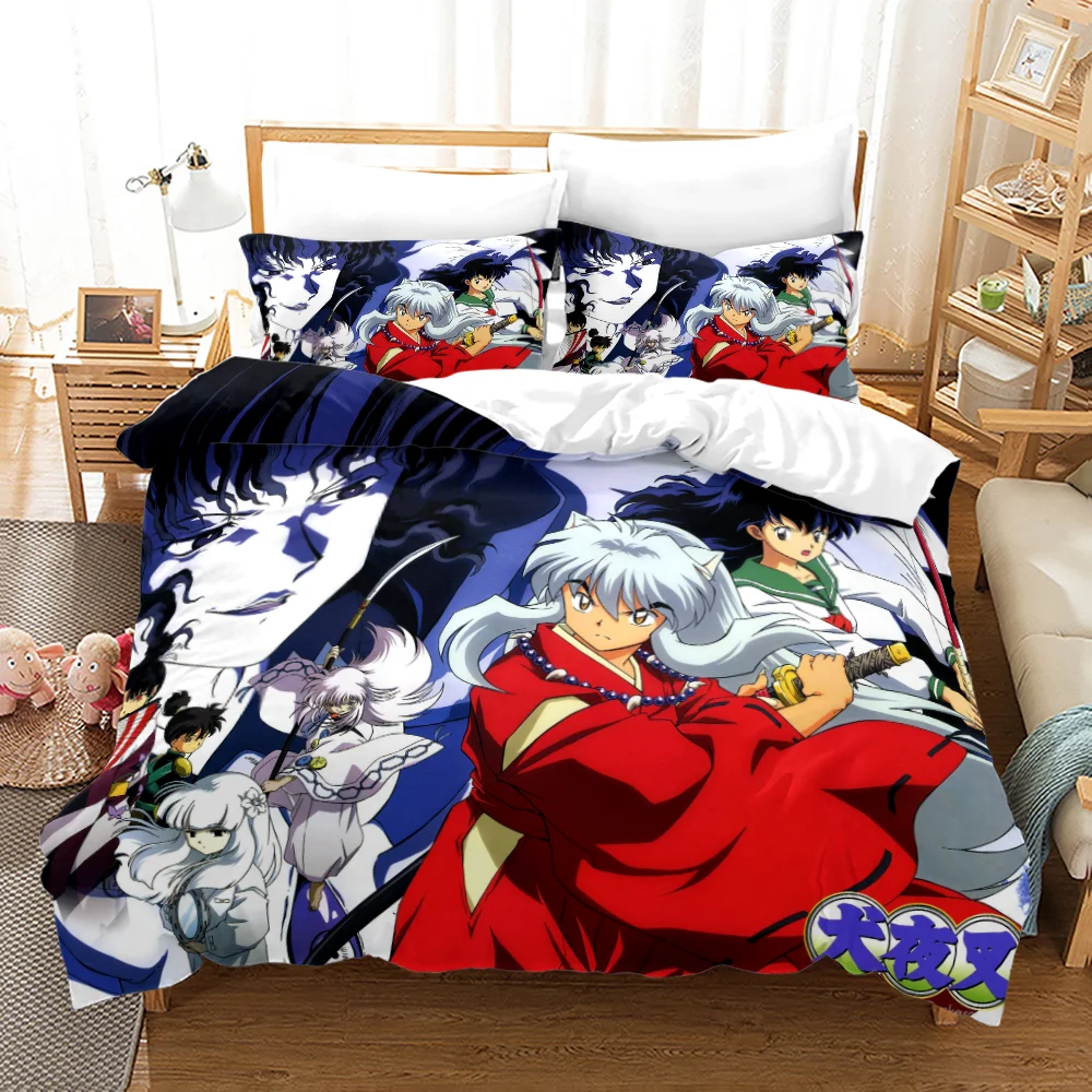 

Комплект постельного белья Anime Inuyasha, пододеяльники с 3D принтом и наволочками, одинарное, двойное, Королевский размер, постельное белье, пост...