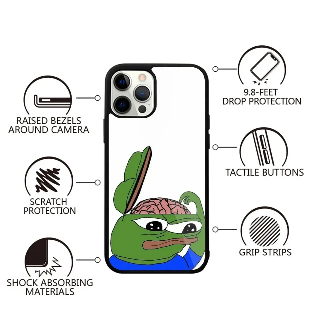 Забавный чехол для телефона P-Pepe Frog Sad iPhone 15 14 13 12 11 Plus Pro Max Mini Magsafe магнитная