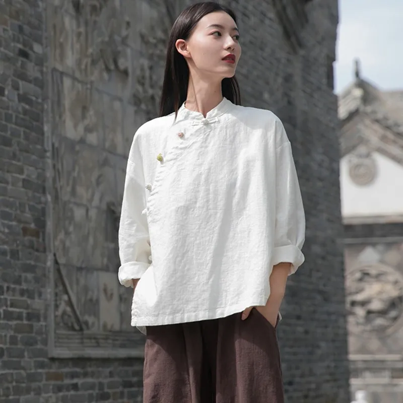 Женские повседневные футболки с длинным рукавом в китайском стиле новинка 2024