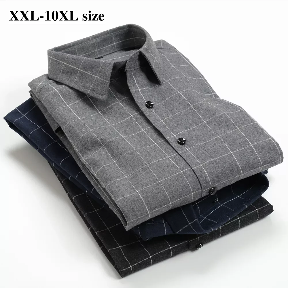 

2023NEW Size 5XL 6XL 7XL 8XL 9XL 10XL Men's Casual Plaid Long Sleeve Shirt 2020 Autumn New Business Fashion Loose Shirt Male