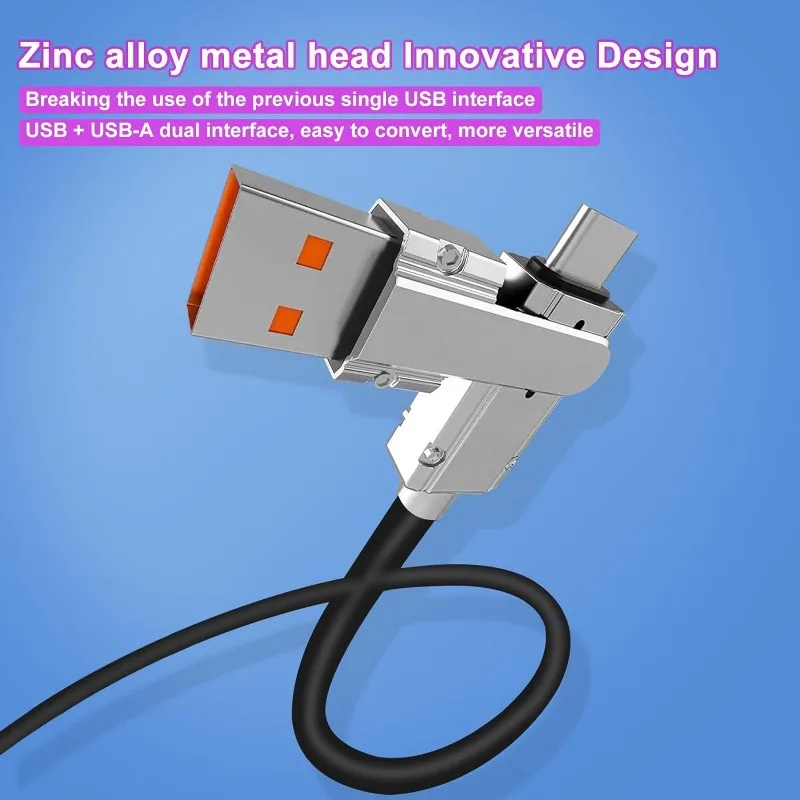 AEVYVKV 5-в-1 USB-C к Micro USB/Lightning Кабель для быстрой зарядки 120 Вт 4 фута Универсальный