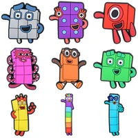 1pcs numberblocks shoe charms pvc cartoon croc decorations for clogs wristband bracelet accessories kids birthday party gifts